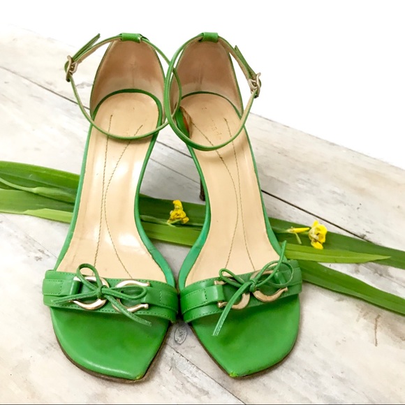 SOLD. Kate Spade Apple Green Strappy Leather Heels - Picture 2 of 6
